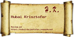 Hubai Krisztofer névjegykártya